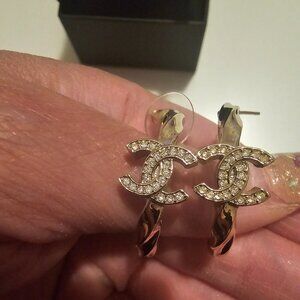 Authentic Chanel Gold CC Hoop Earrings